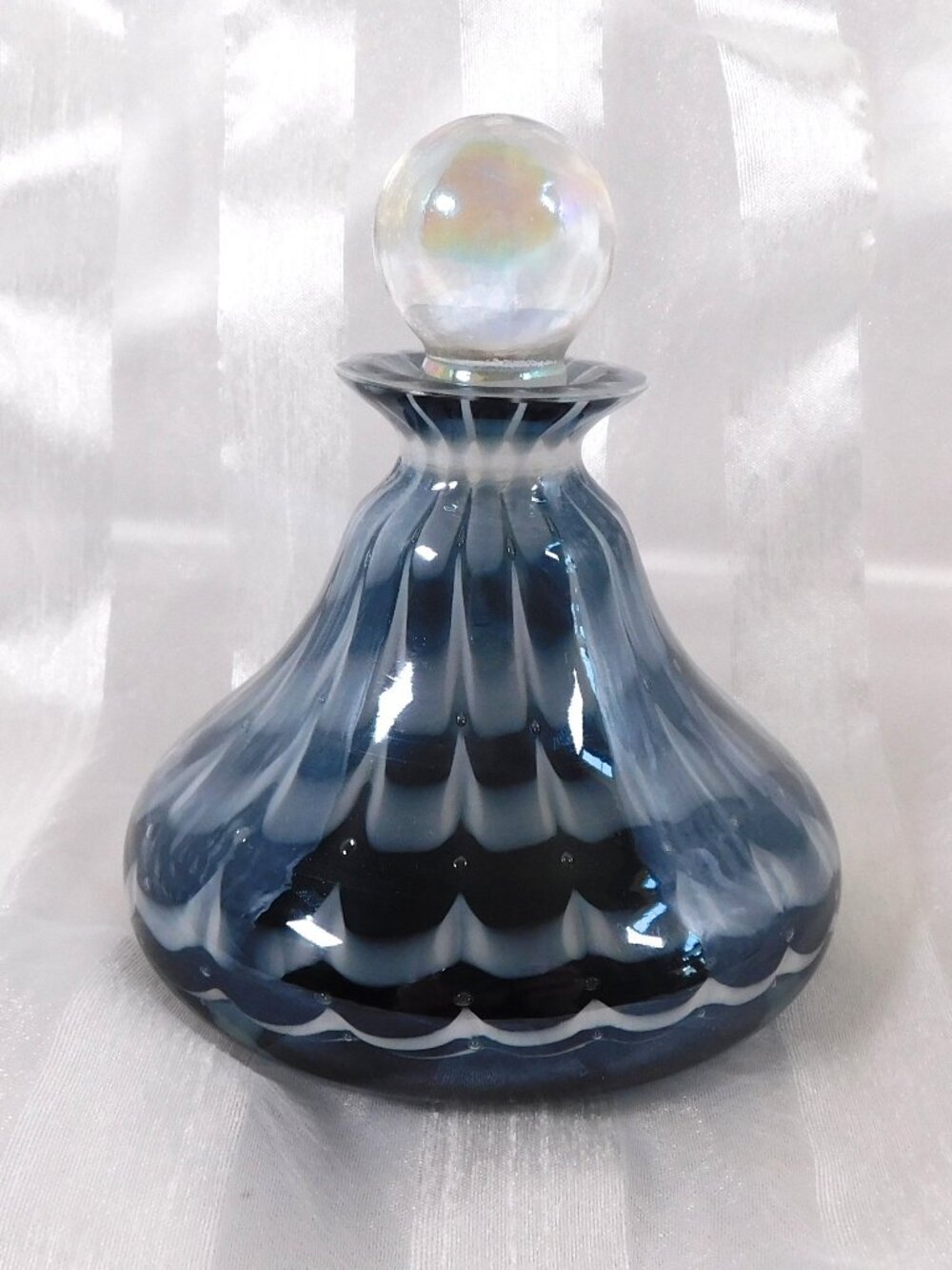 Black White and Gray Art Glass Perfume Bottle # 26257